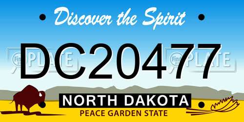 DC20477 North Dakota License Plate