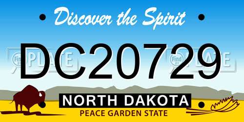 DC20729 North Dakota License Plate