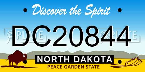 DC20844 North Dakota License Plate