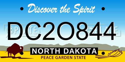 DC2O844 North Dakota License Plate