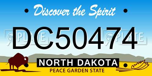 DC50474 North Dakota License Plate