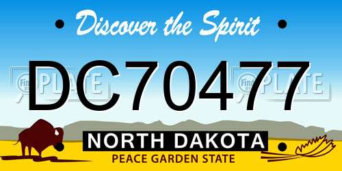 DC70477 North Dakota License Plate