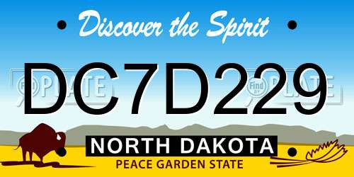 DC7D229 North Dakota License Plate