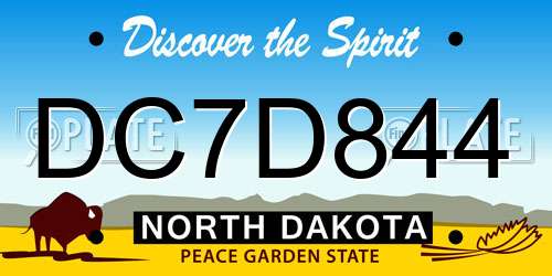 DC7D844 North Dakota License Plate