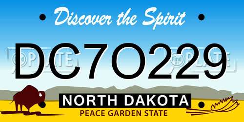 DC7O229 North Dakota License Plate