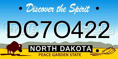 DC7O422 North Dakota License Plate