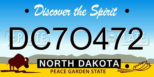 DC7O472 North Dakota License Plate