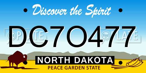 DC7O477 North Dakota License Plate