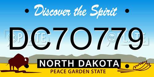 DC7O779 North Dakota License Plate