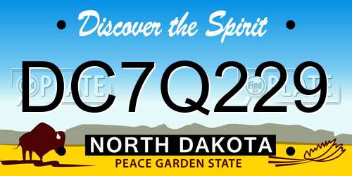 DC7Q229 North Dakota License Plate
