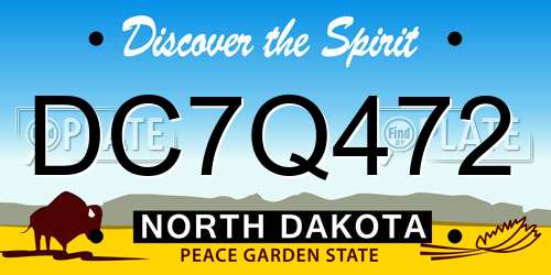 DC7Q472 North Dakota License Plate