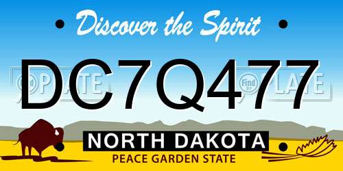 DC7Q477 North Dakota License Plate