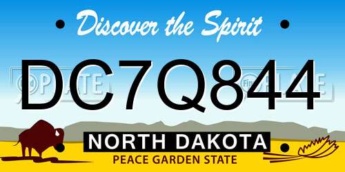 DC7Q844 North Dakota License Plate