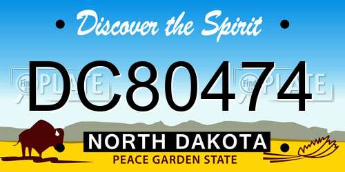 DC80474 North Dakota License Plate