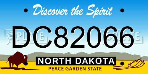 DC82066 North Dakota License Plate