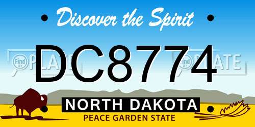 DC8774 North Dakota License Plate