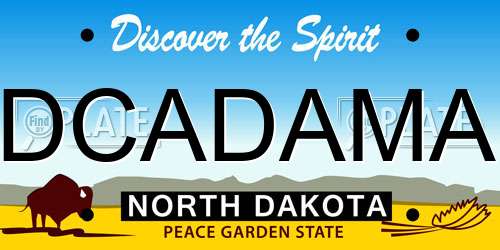 DCADAMA North Dakota License Plate