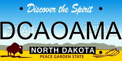 DCAOAMA North Dakota License Plate