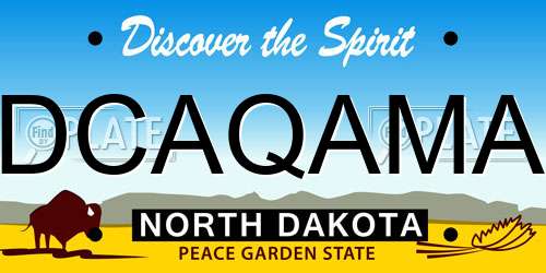 DCAQAMA North Dakota License Plate