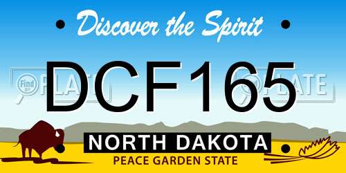 DCF165 North Dakota License Plate