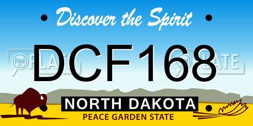 DCF168 North Dakota License Plate