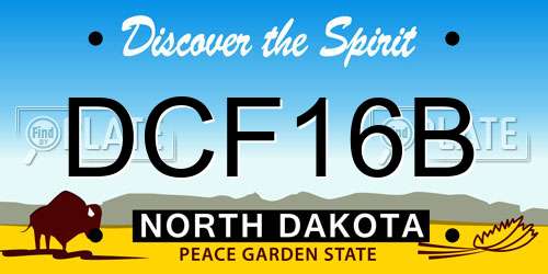 DCF16B North Dakota License Plate