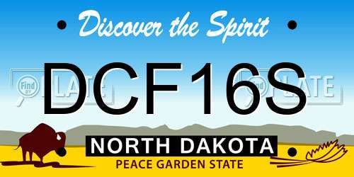 DCF16S North Dakota License Plate