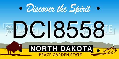 DCI8558 North Dakota License Plate