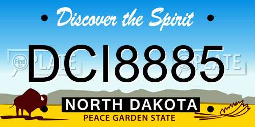 DCI8885 North Dakota License Plate