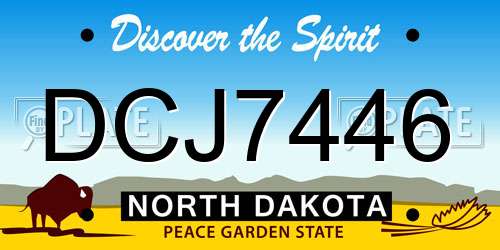 DCJ7446 North Dakota License Plate