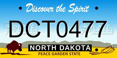DCT0477 North Dakota License Plate