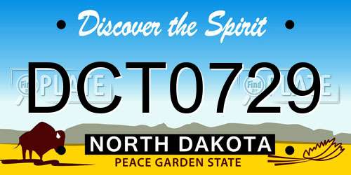 DCT0729 North Dakota License Plate