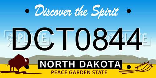 DCT0844 North Dakota License Plate