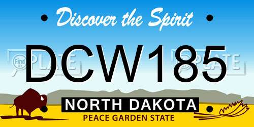 DCW185 North Dakota License Plate