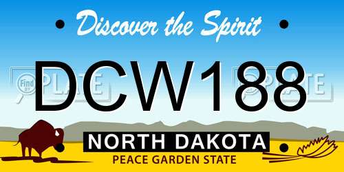DCW188 North Dakota License Plate