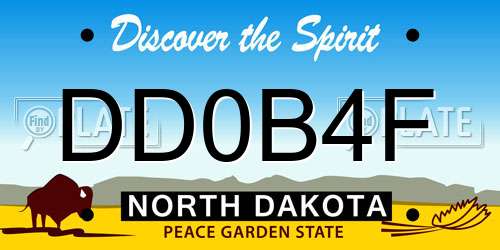DD0B4F North Dakota License Plate