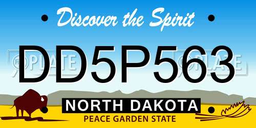 DD5P563 North Dakota License Plate