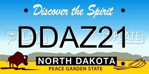 DDAZ21 North Dakota License Plate