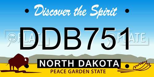 DDB751 North Dakota License Plate