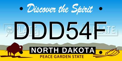 DDD54F North Dakota License Plate