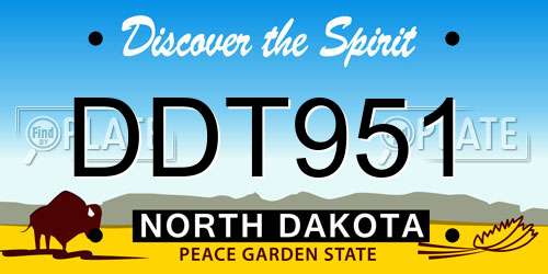 DDT951 North Dakota License Plate