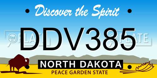 DDV385 North Dakota License Plate