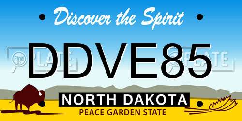DDVE85 North Dakota License Plate