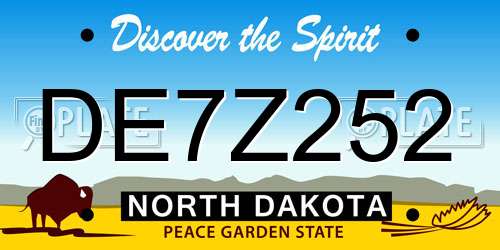 DE7Z252 North Dakota License Plate
