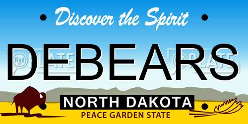 DEBEARS North Dakota License Plate