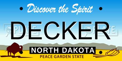 DECKER North Dakota License Plate