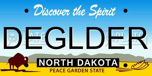 DEGLDER North Dakota License Plate