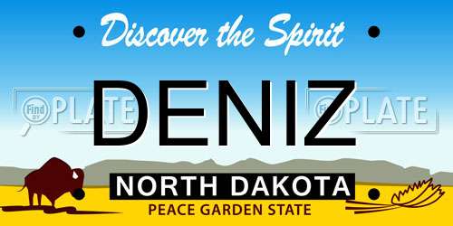 DENIZ North Dakota License Plate