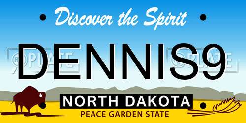 DENNIS9 North Dakota License Plate