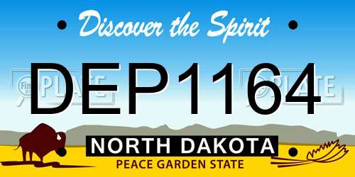 DEP1164 North Dakota License Plate